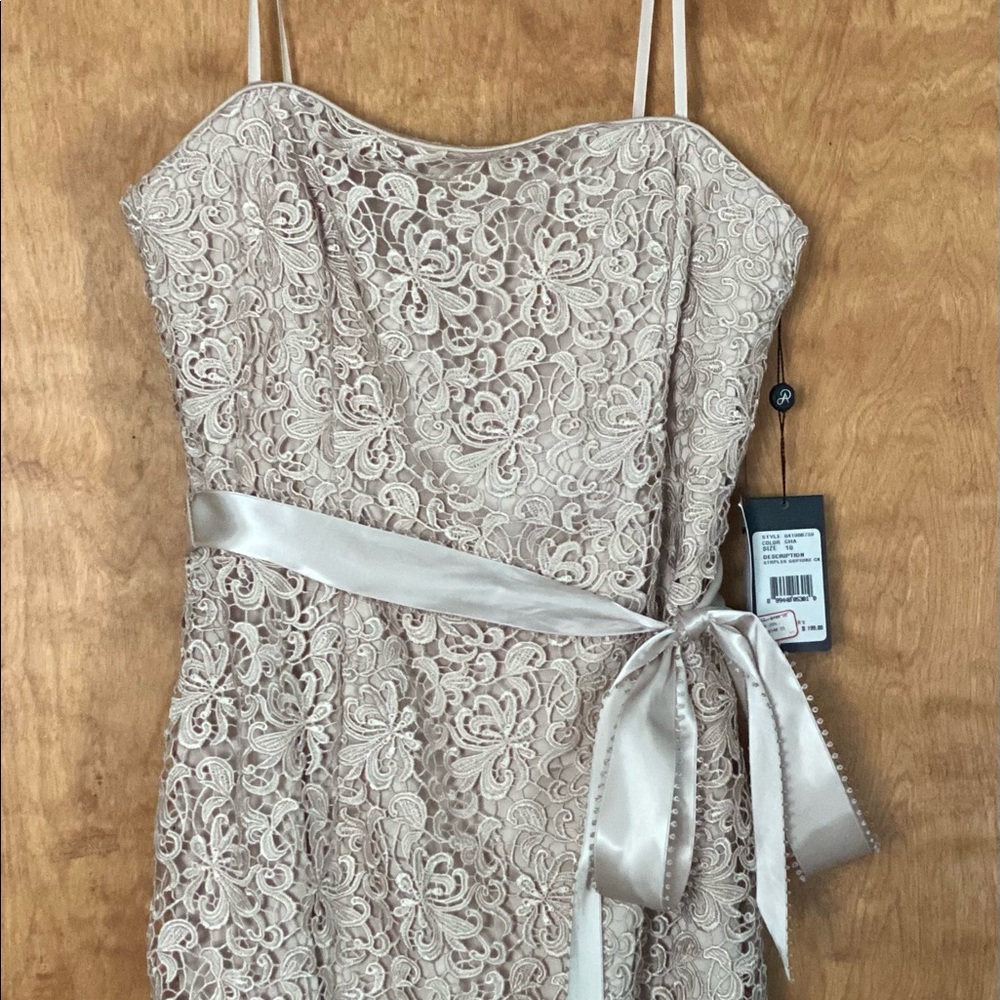 Womens strapless champagne lace dress. Size 10. New with tags